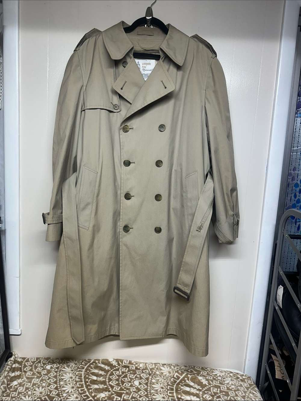 London Fog Khaki Trench Coat - Double-Breasted Classic removable liner